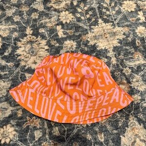 Claire's Orange Love and Peace Bucket Hat